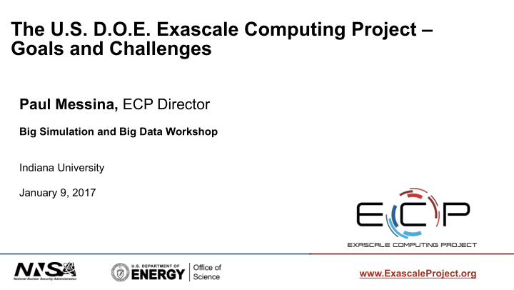 the u s d o e exascale computing project goals and