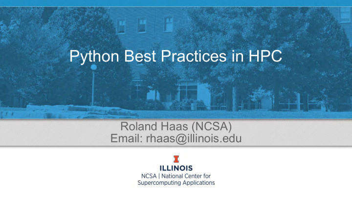 python best practices in hpc