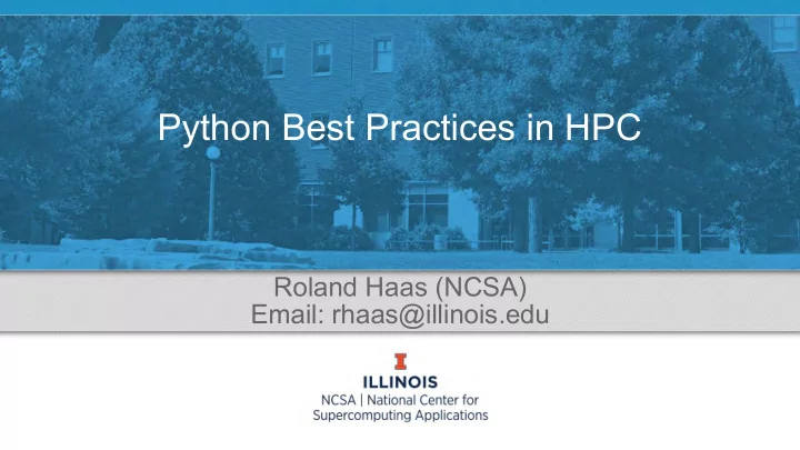 python best practices in hpc