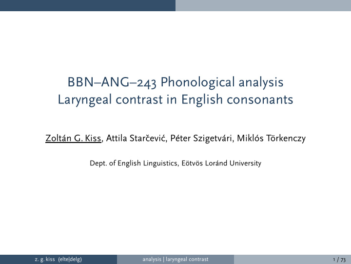 bbn ang 243 phonological analysis laryngeal contrast in