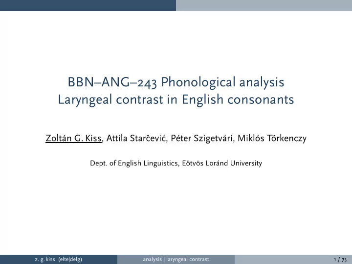 bbn ang 243 phonological analysis laryngeal contrast in