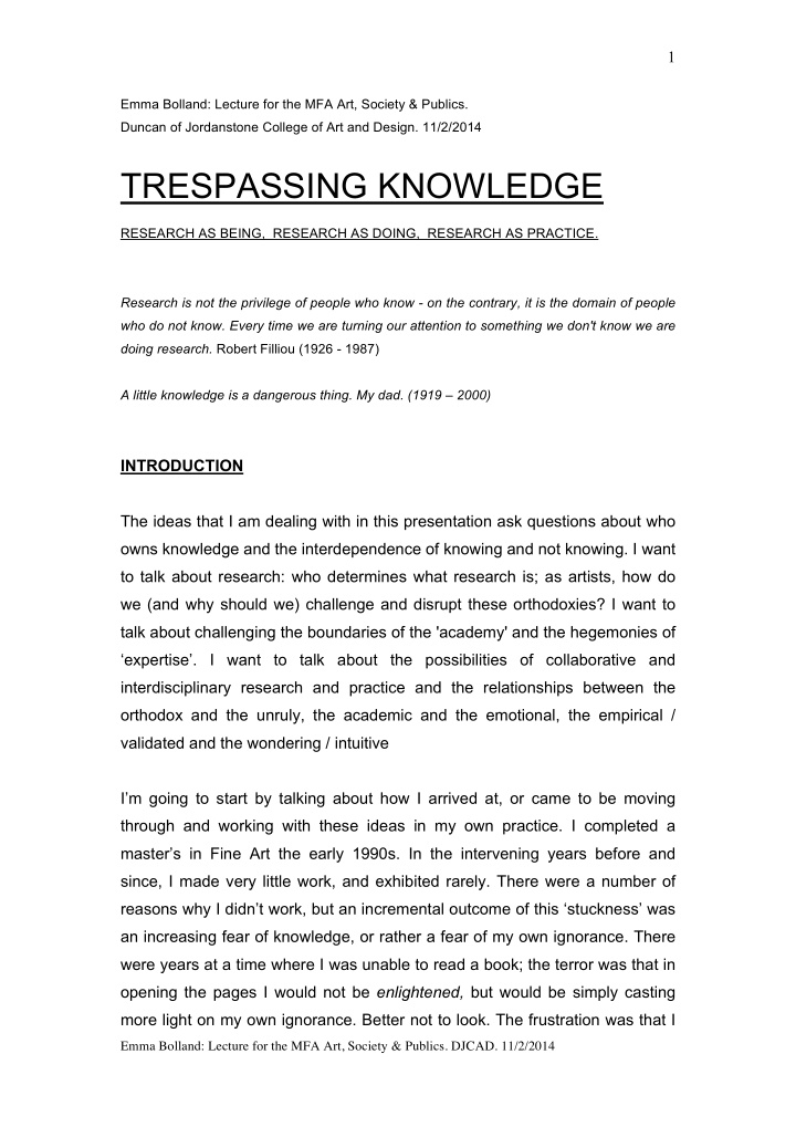 trespassing knowledge