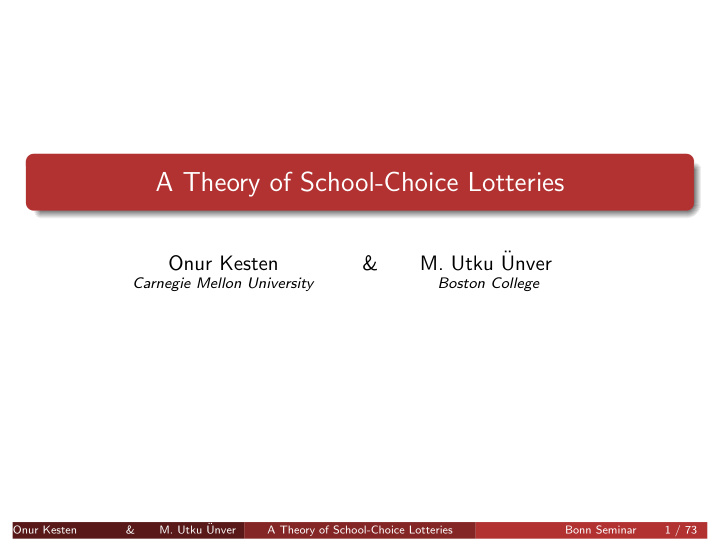 a theory of school choice lotteries