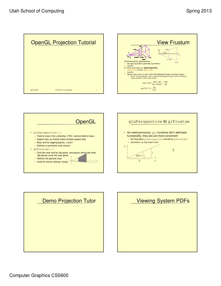 opengl projection tutorial view frustum