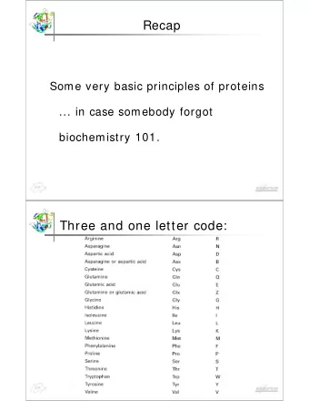 Recap  Some very basic principles of proteins  ... in case somebody forgot  biochemistry 101.