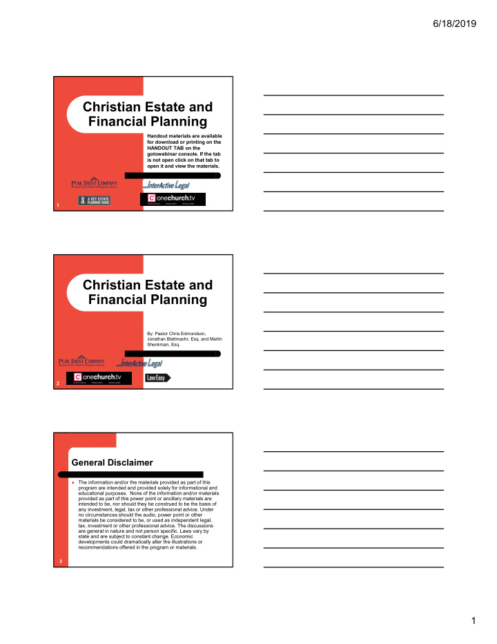 christian estate and financial planning