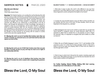 Bless the Lord, O My Soul Bless the Lord, O My Soul      If with His love He befriend thee