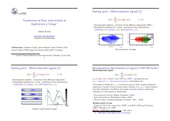 Starting point : Multicomponent signals (1)    L s ( t ) = a  ( t ) cos(   ( t )) , t