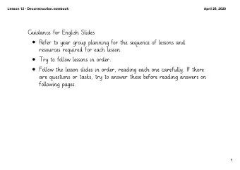 Guidance for English Slides  Refer to year group planning for the sequence of lessons and