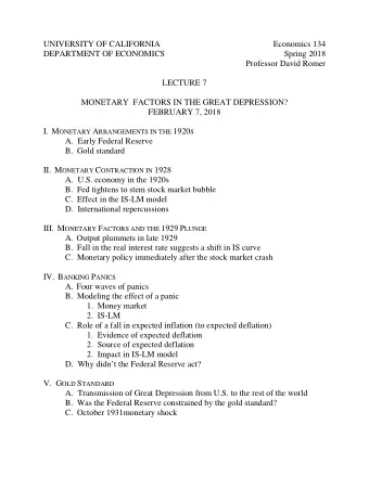 UNIVERSITY OF CALIFORNIA  Economics 134  DEPARTMENT OF ECONOMICS  Spring 2018  Professor David