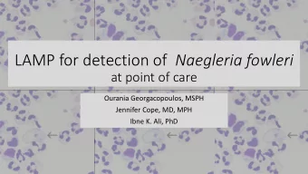 LAMP for detection of Naegleria fowleri  at point of care  Ourania Georgacopoulos, MSPH  Jennifer