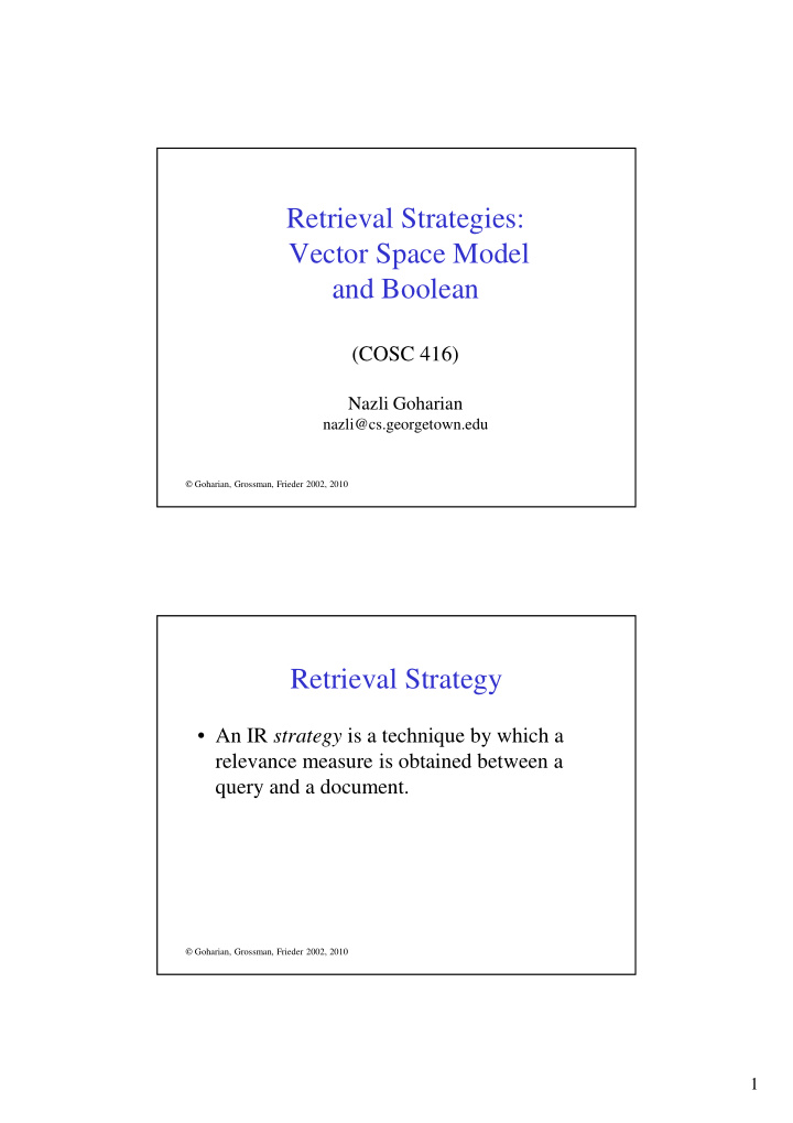 retrieval strategies vector space model and boolean