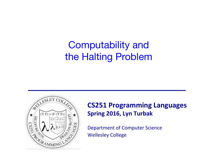 computability and the halting problem