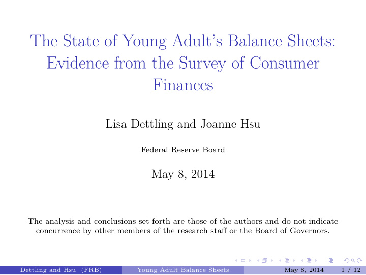 the state of young adult s balance sheets evidence from