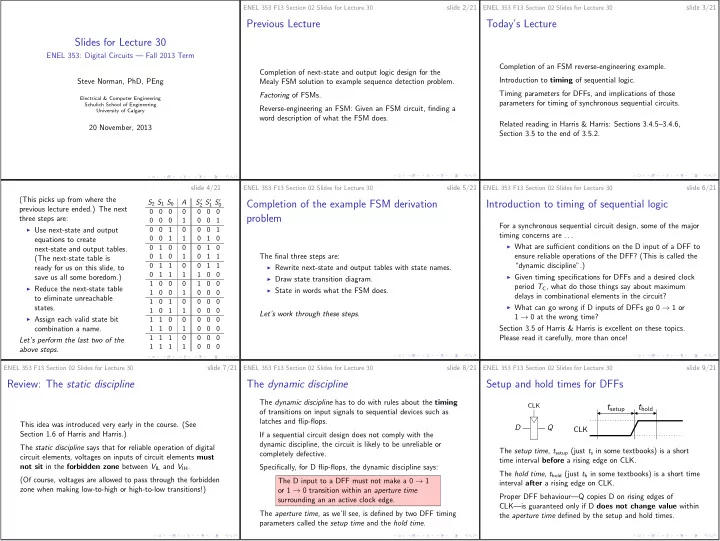 previous lecture today s lecture slides for lecture 30
