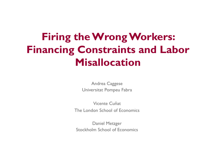 financing constraints and labor