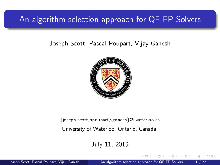 an algorithm selection approach for qf fp solvers