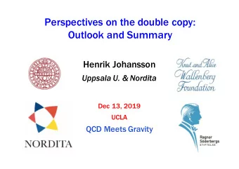Perspectives on the double copy:  Outlook and Summary  Henrik Johansson  Uppsala U. &amp; Nordita