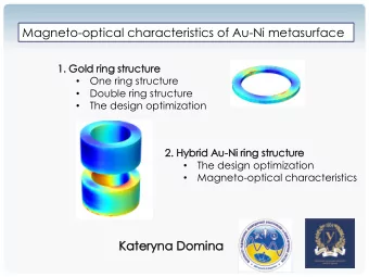 Magneto-optical characteristics of Au-Ni metasurface  1.  . Gold  d ring  g stru  ructure  cture