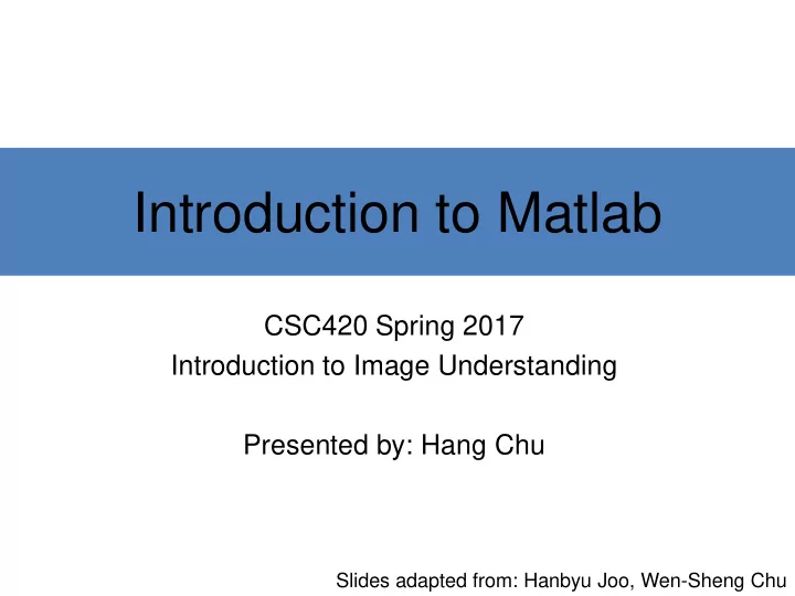 introduction to matlab