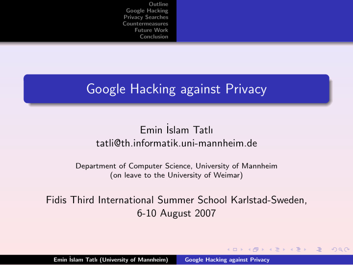 google hacking against privacy