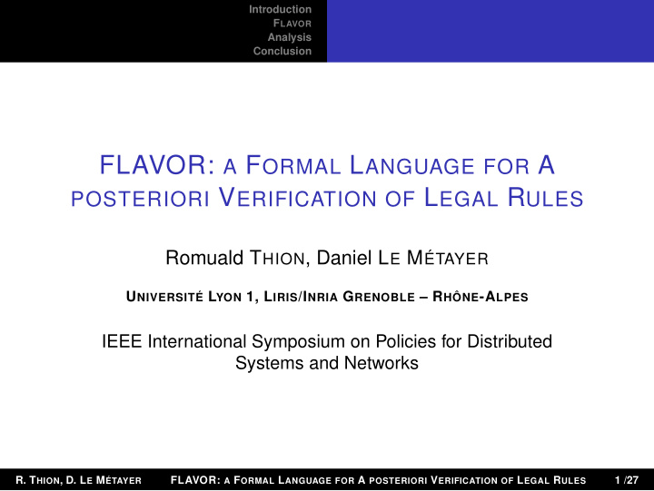 flavor a f ormal l anguage for a
