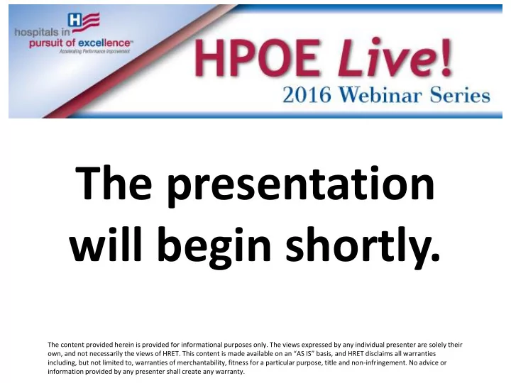 the presentation will begin shortly