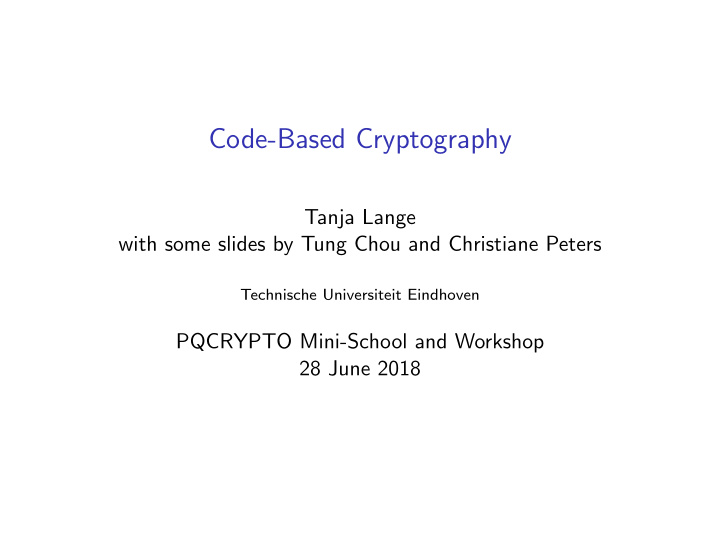 code based cryptography