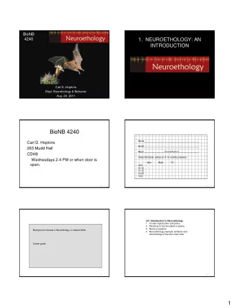 BioNB 4240  Name____________________________________________  Carl D. Hopkins