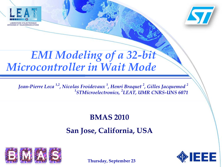 emi modeling of a 32 bit microcontroller in wait mode