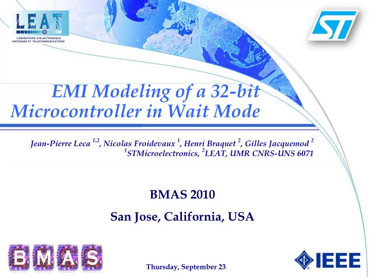 emi modeling of a 32 bit microcontroller in wait mode