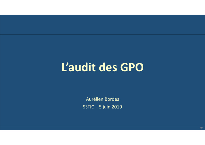 l audit des gpo