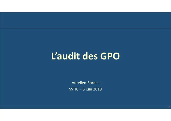 l audit des gpo