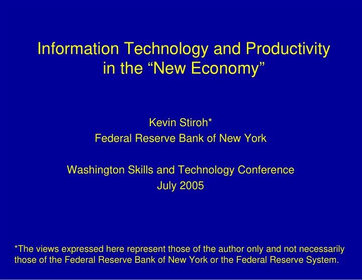 information technology and productivity in the new economy