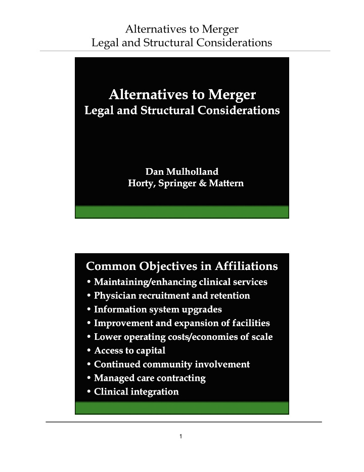 alternatives to merger alternatives to merger