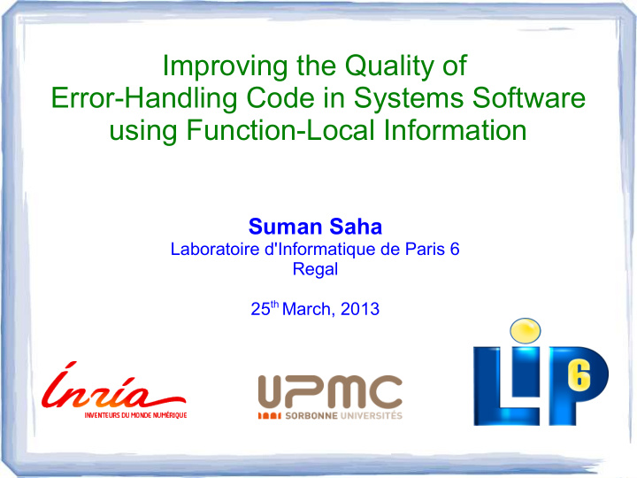 improving the quality of error handling code in systems
