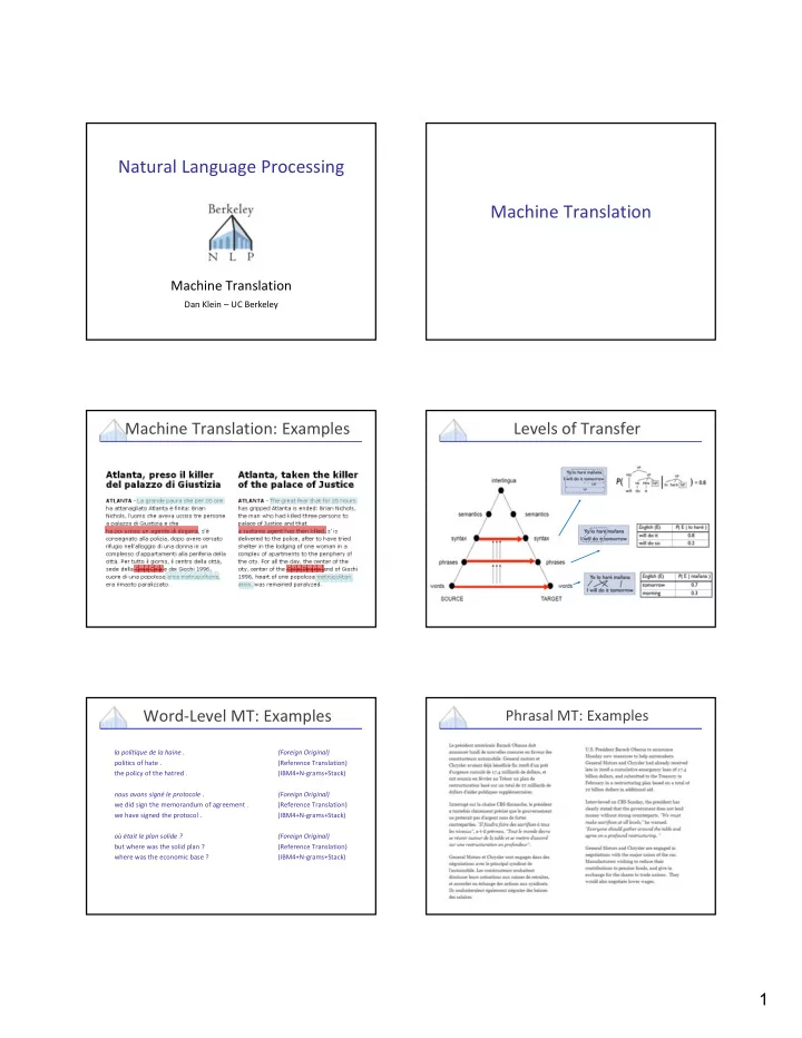 natural language processing machine translation