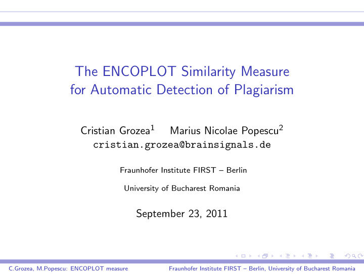 the encoplot similarity measure for automatic detection