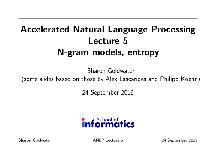 accelerated natural language processing lecture 5 n gram