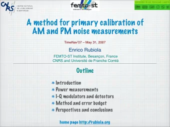 A method for primary calibration of  AM and PM noise measurements TimeNav  07  May 31, 2007