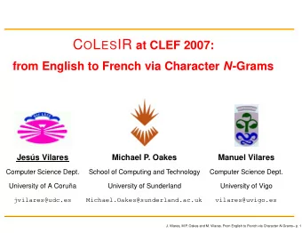 Index  Introduction  Previous approaches  Our proposal  Evaluation  Conclusions and future work  J.