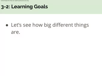 3-2: Learning Goals  Lets see how big different things  are.  Download for free at