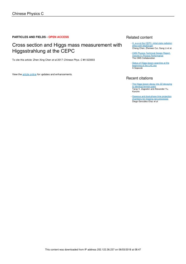 cross section and higgs mass measurement with
