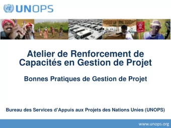 Atelier de Renforcement de  Capacits en Gestion de Projet  Bonnes Pratiques de Gestion de Projet