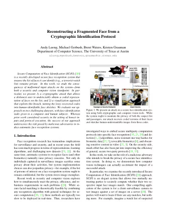 Reconstructing a Fragmented Face from a  Cryptographic Identification Protocol  Andy Luong, Michael