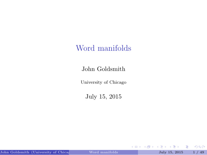 word manifolds