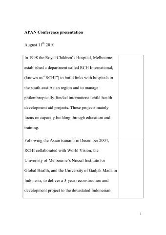 APA Conference presentation