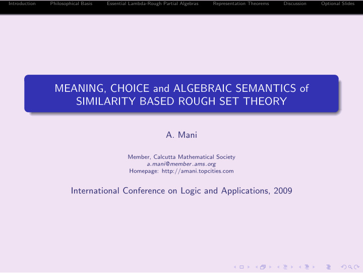 meaning choice and algebraic semantics of similarity