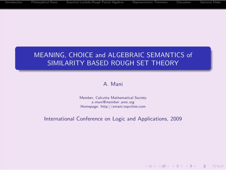meaning choice and algebraic semantics of similarity