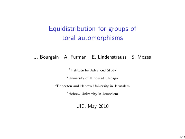 equidistribution for groups of toral automorphisms